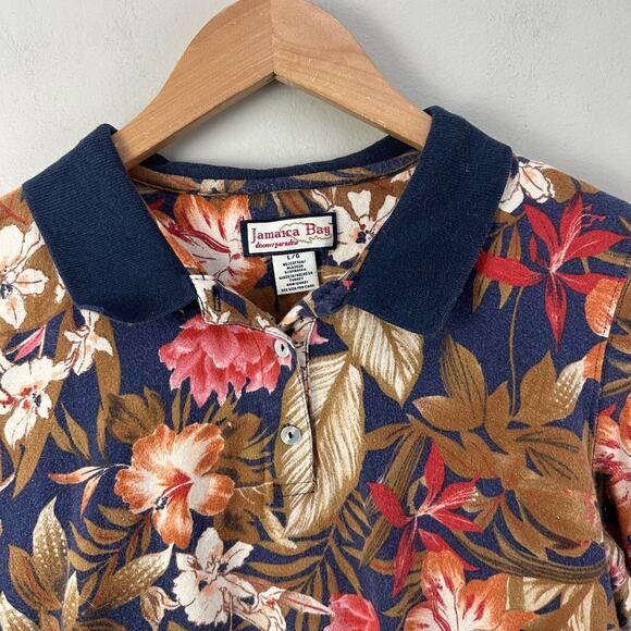 Jamaica Bay Tropical Hawaiian Polo Shirt L Large Women's Vintage - Picture 3 of 9